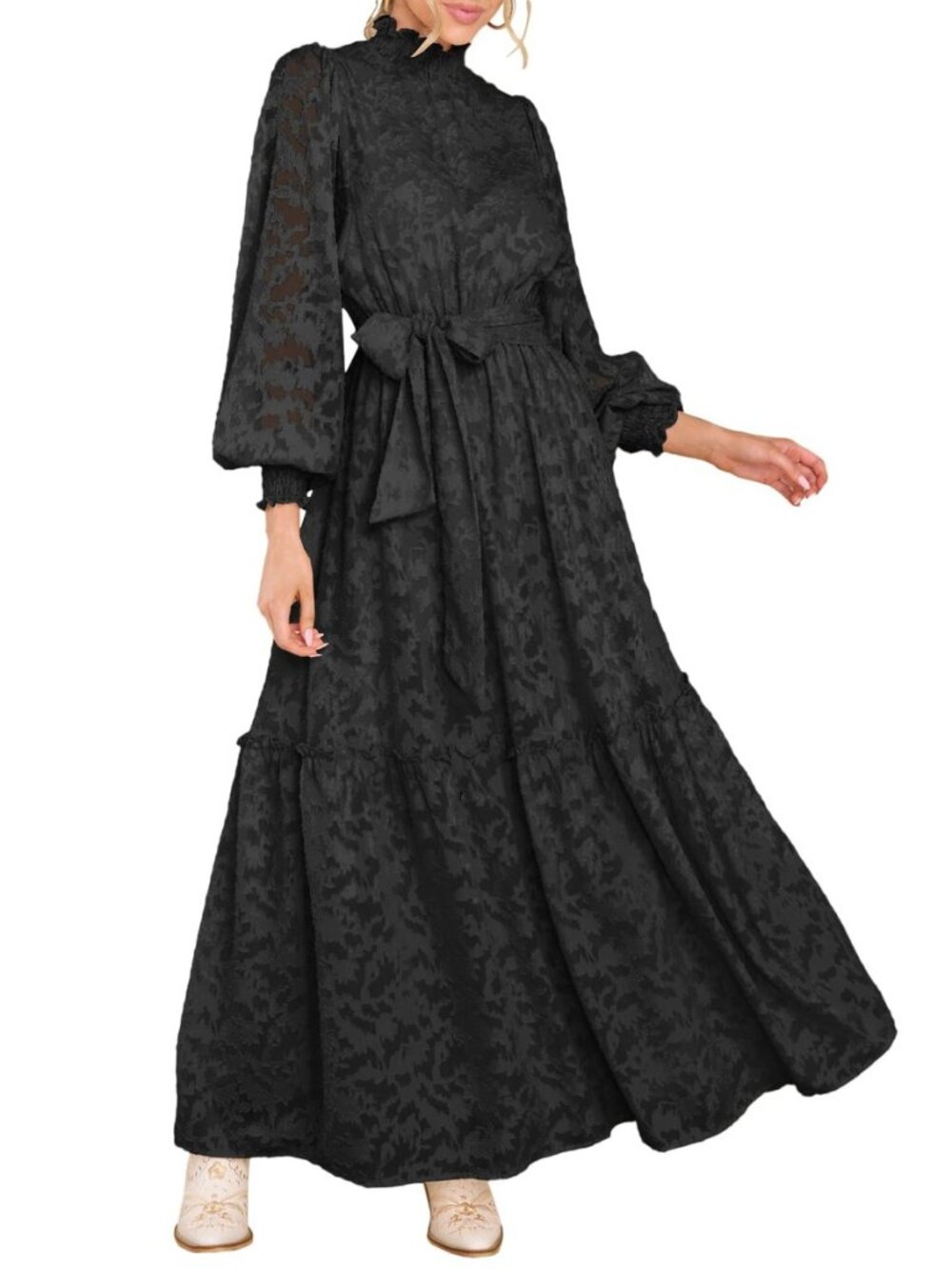 Fall Long Sleeve Dress for Women Modest Floral Formal Wedding Guest